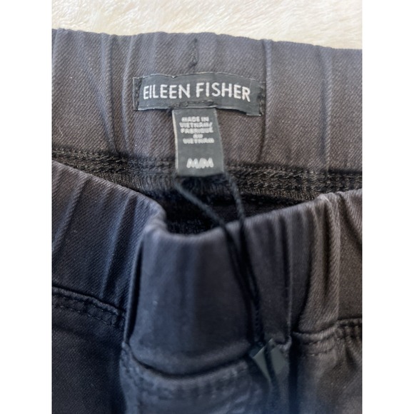 Eileen Fisher Wide Leg Stretch Black Jeans Cropped F9GDD-P4263 Medium NWT $238 - Picture 7 of 11